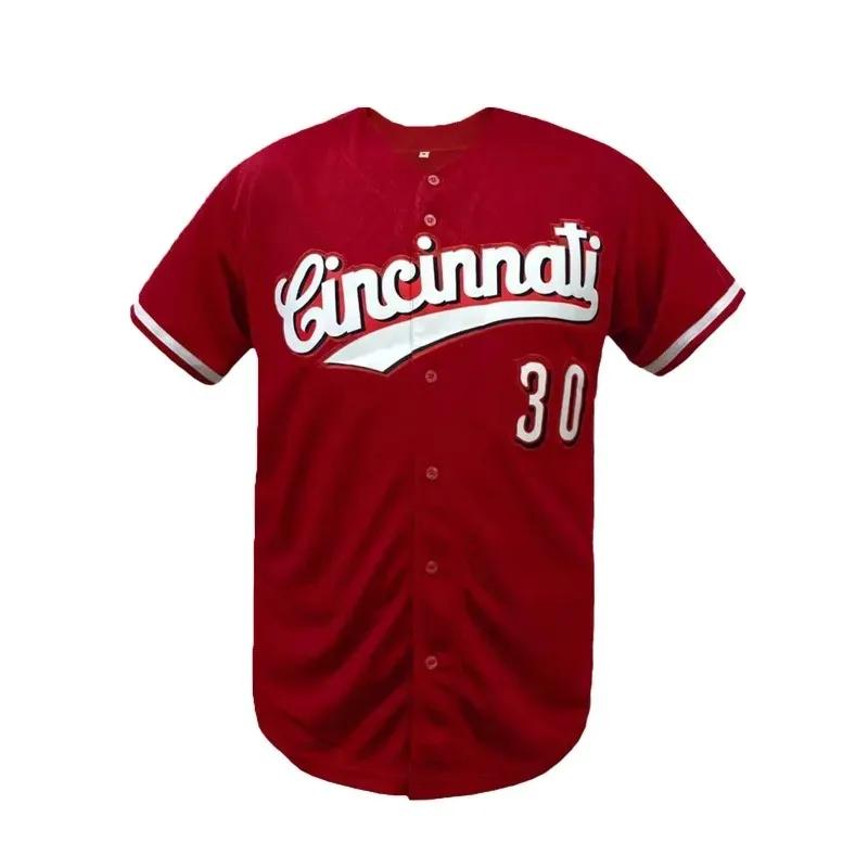 Hommes # 30 Maillot de baseball Cincinnati Chemise de baseball cousue Coupe ample, haut de sport à m