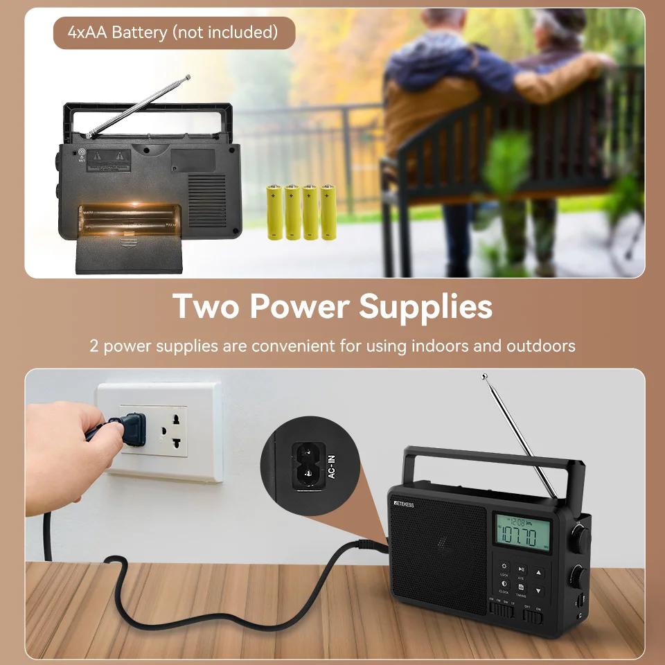 Retekess TR638 Radio numérique portable FM AM SW stéréo Bluetooth sur batterie, compatible avec écou