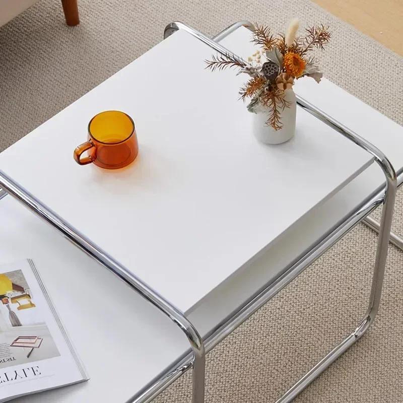 Table basse simple en acier inoxydable, Design moderne, Table basse Unique en métal, sens avancé, me