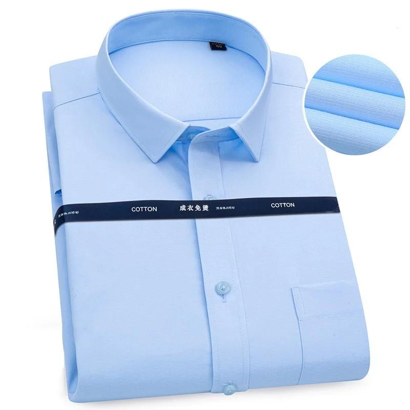 Qualité 100% coton hommes robe à manches longues chemise solide mâle grande taille coupe régulière a