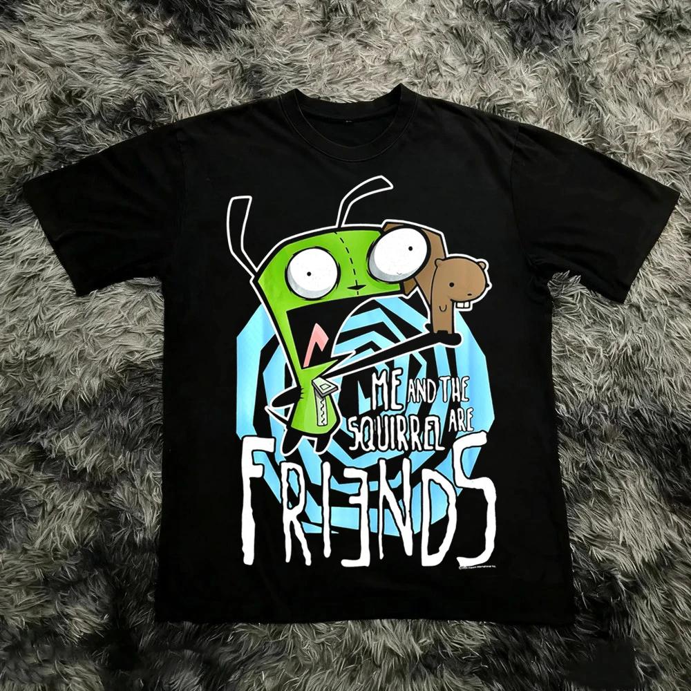 T-shirt vintage à manches courtes imprimé Invader Zim, style rétro unisexe, graphique années 90, nos
