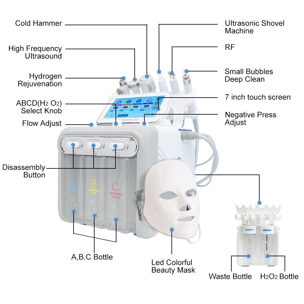 AOKO 6/7 en 1 Dermabrasion Peel Spa Machine faciale rajeunissement de la peau Hydro Dermabrasion Aqu