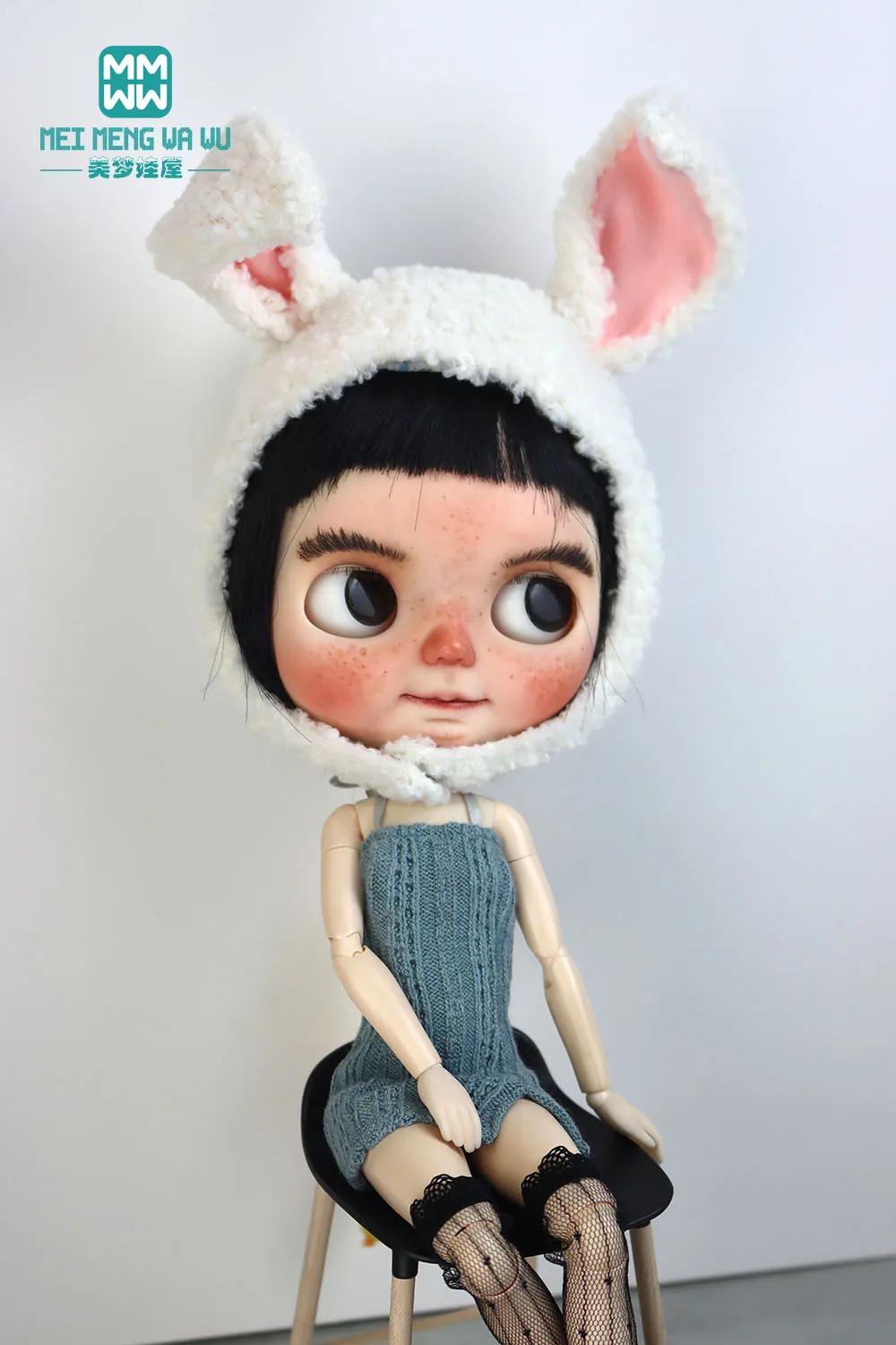 Vêtements de poupée Blyth, 1 pièce, oreilles de lapin, chapeau en peluche multicolore pour Blyth, Az