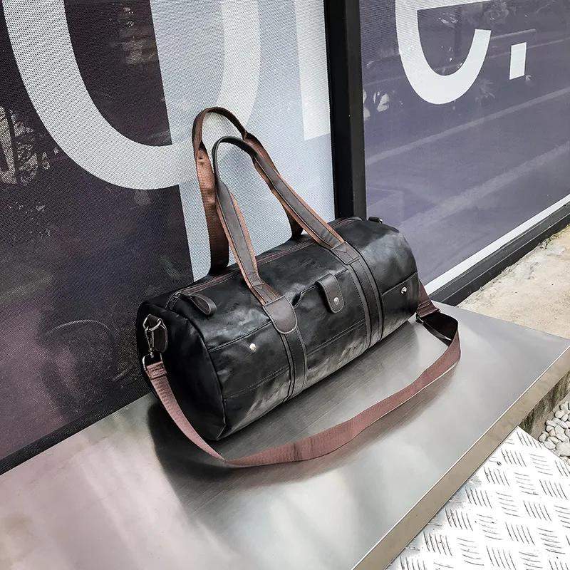 Sac à main de sport en cuir pour hommes et femmes, bagage, tambour, fitness, entraînement, voyage, v