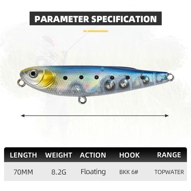 BLUX STRAY chien Topwater crayon 70MM 8.2g Surface marcheur leurre de pêche marcher le chien artific