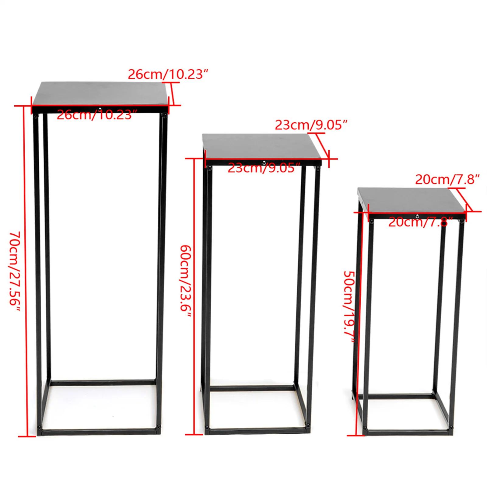 Ensemble de 3 supports de fleurs carrés en métal, support pour plantes, colonne d'art, route, plomb,