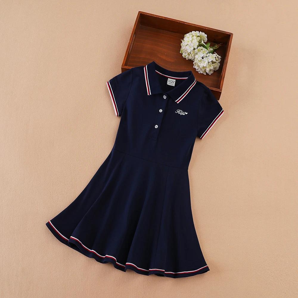 Robes de Sport pour enfants filles, en coton, col rabattu, robe de Tennis, nouvelle collection été 2