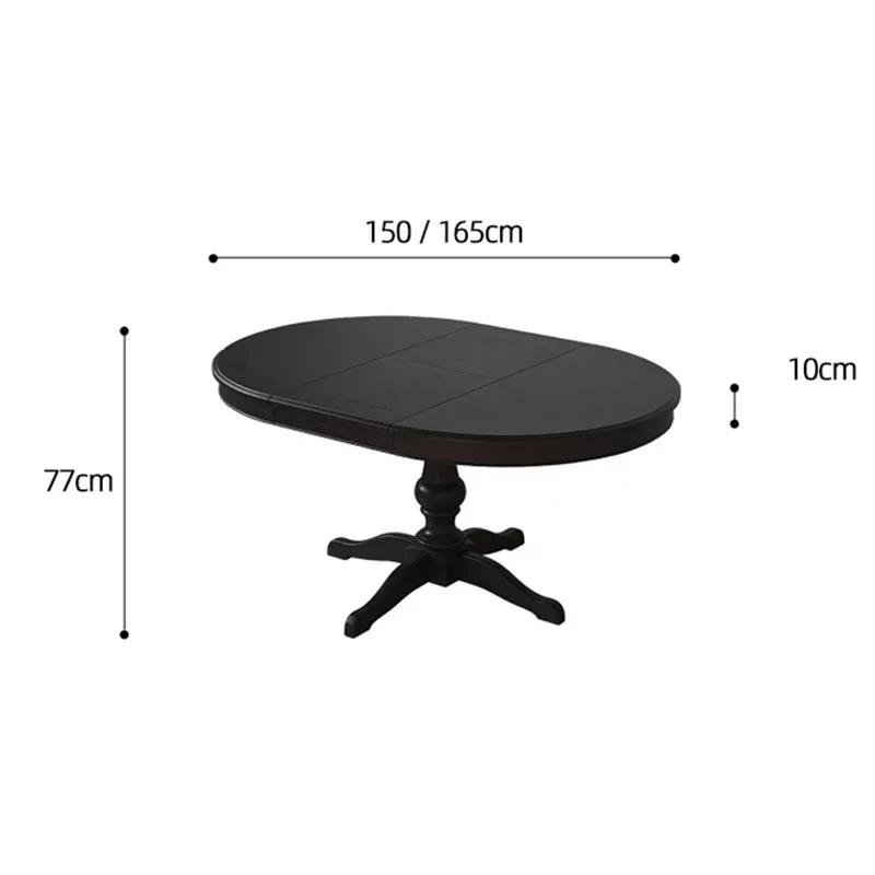 Table à manger européenne noire ronde Unique nordique Tables de cuisine extensibles Restaurant pliab