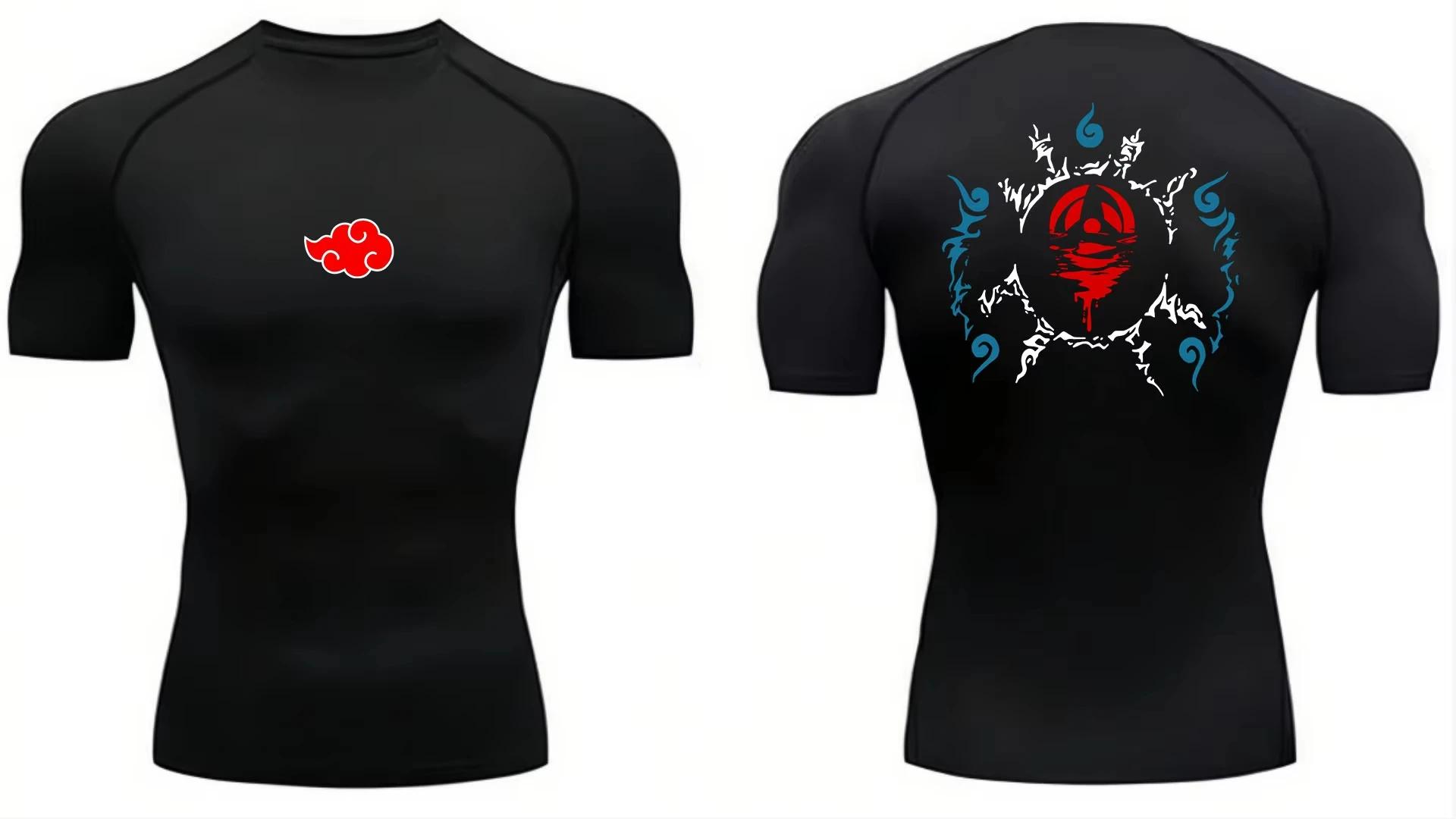 Anime hommes Compression chemise Fitness Sport course serré gymnase t-shirts athlétique entraînement