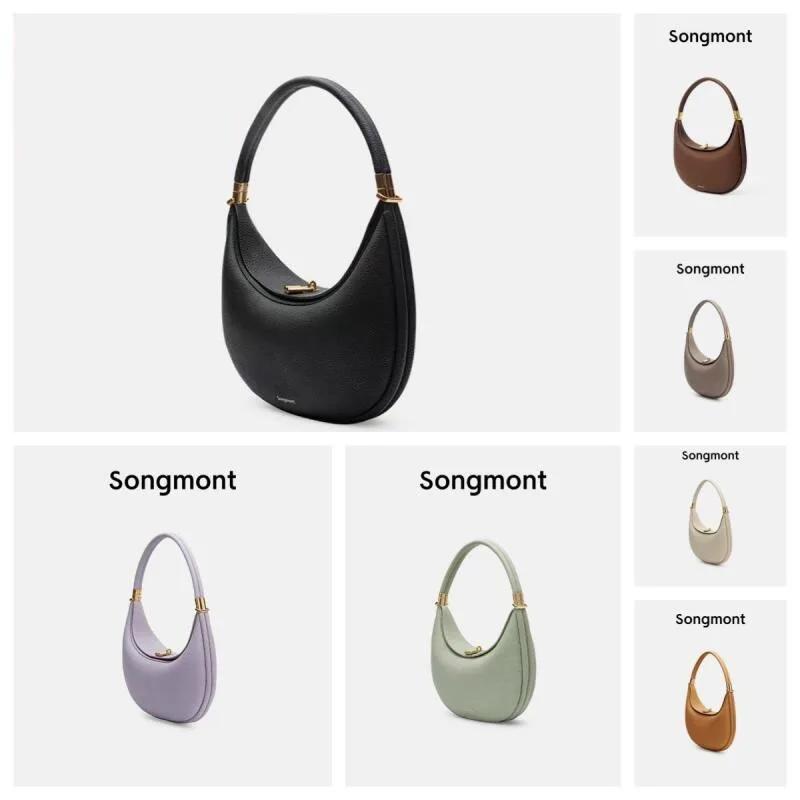 Songmont dames sac à bandoulière motif litchi en cuir souple matériel doré Niche haut de gamme sac s