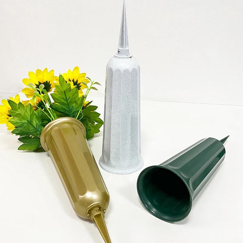 Vase de cimetière avec pointes, support de Vase à fleurs en plastique pour pierre tombale, cour, mar