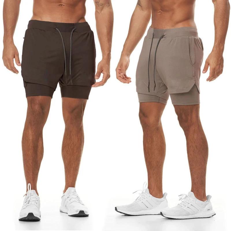 Short de jogging surdimensionné 2 en 1 pour hommes, pantalon court pour gymnases, Fitness, poche int