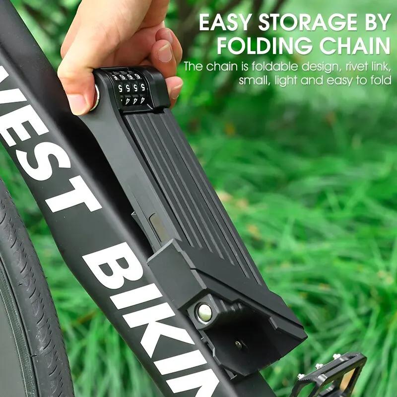 WEST VÉLO Vélo Pliant Chaîne Serrure Anti Vol Combinaison Serrure Heavy Duty Sécurité Moto VTT Route