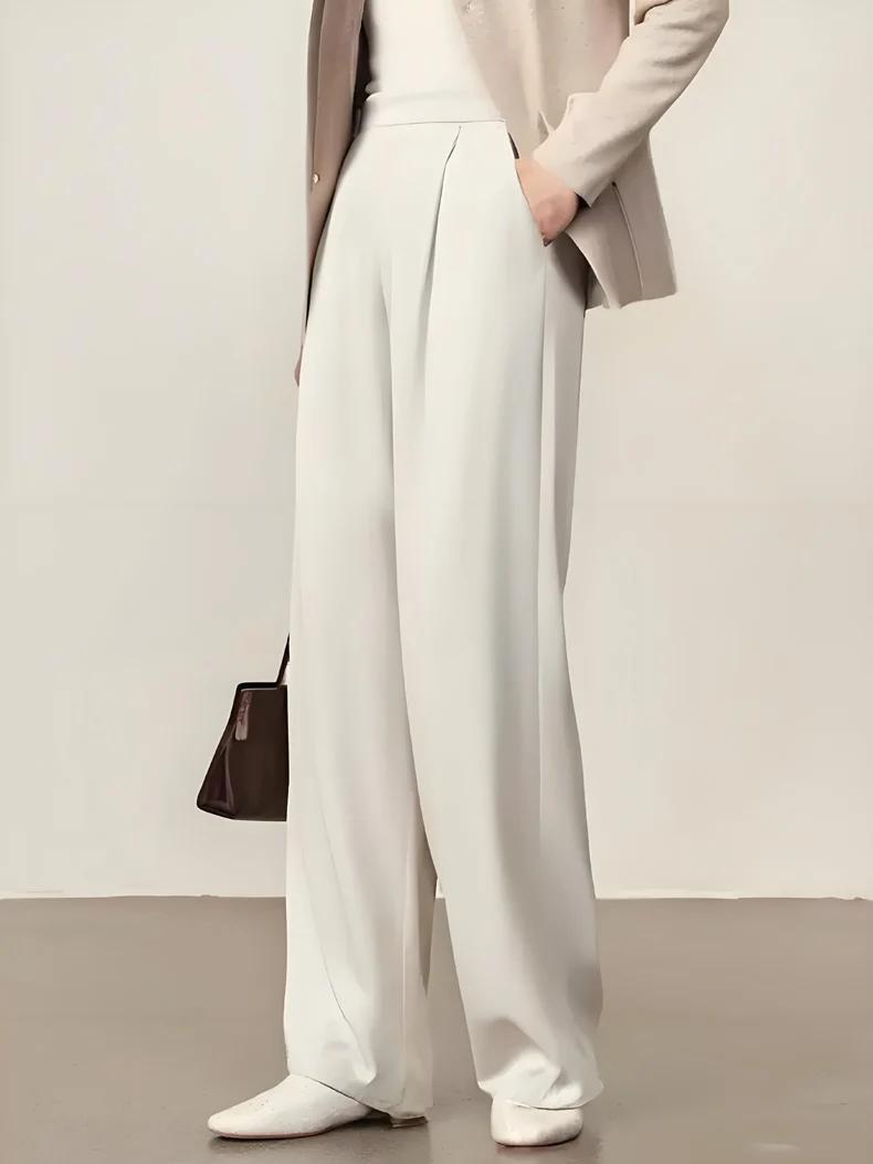 SuyaDream, pantalons longs femme, 93% soie 7% élasthanne, taille élastique, pantalon Chic uni, bas p