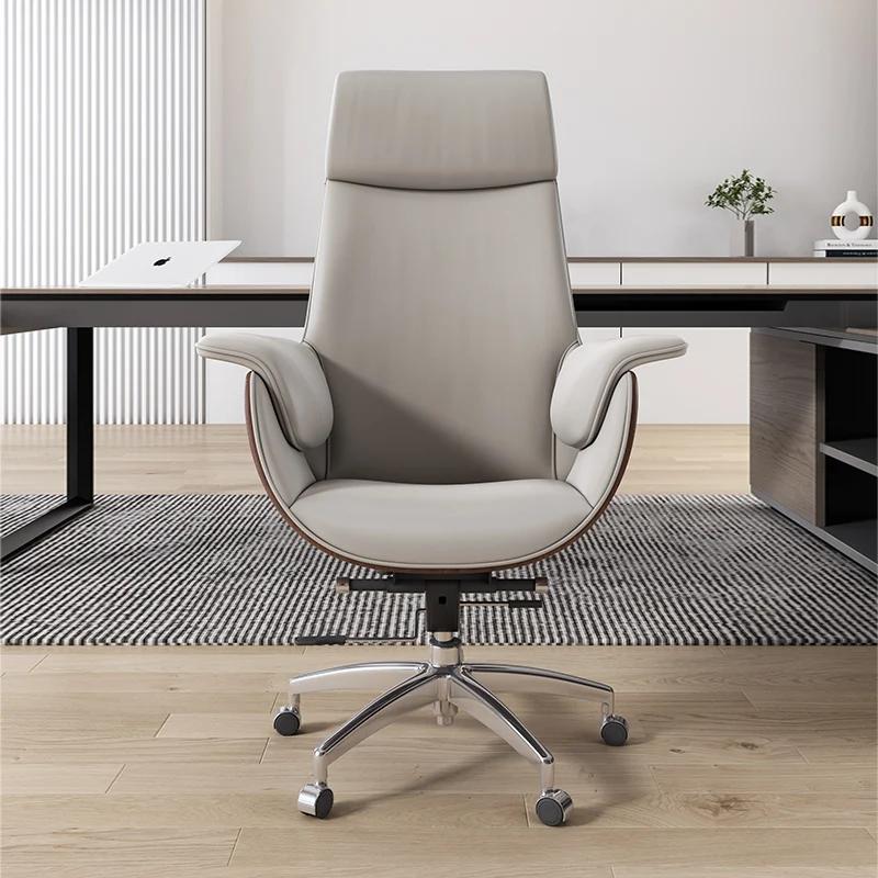 Chaise de bureau en cuir italien Support inclinable exécutif chaise de bureau blanche Mobile design