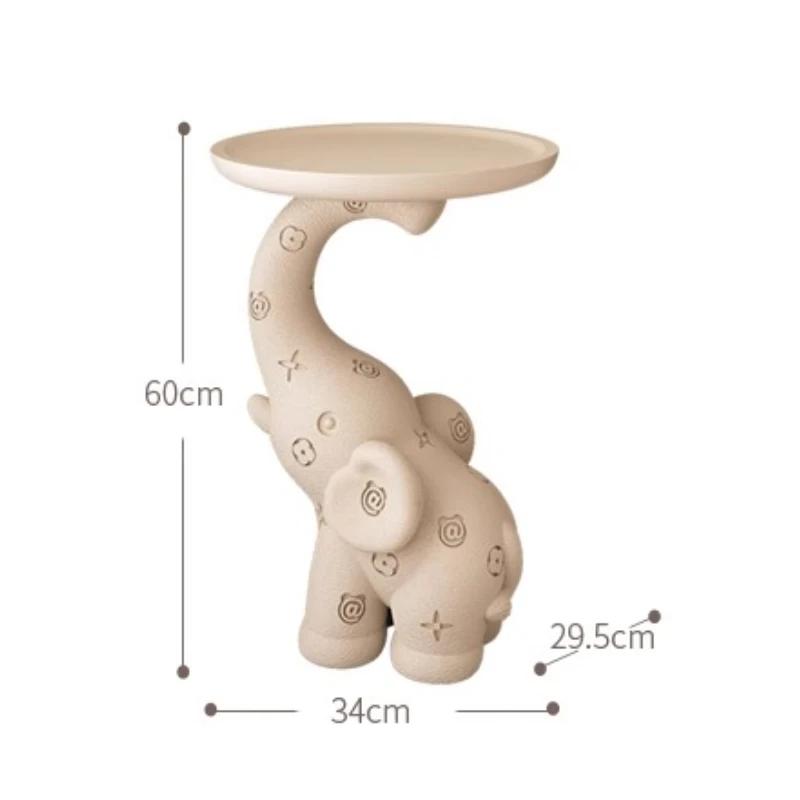 Table d'appoint en cuir crème éléphant, moderne et Chic, étagère de rangement ouverte, décor de cham