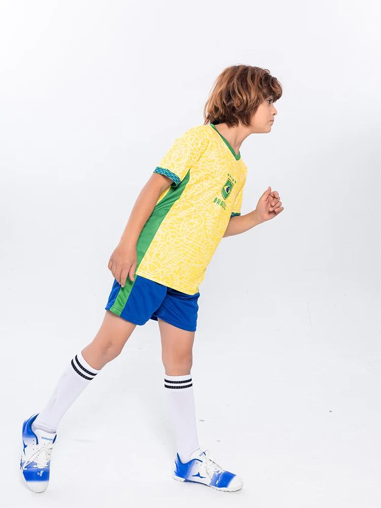 Suruida Maillot de football Brésil pour enfants Ensembles de sport pour garçons et filles Kits de ma
