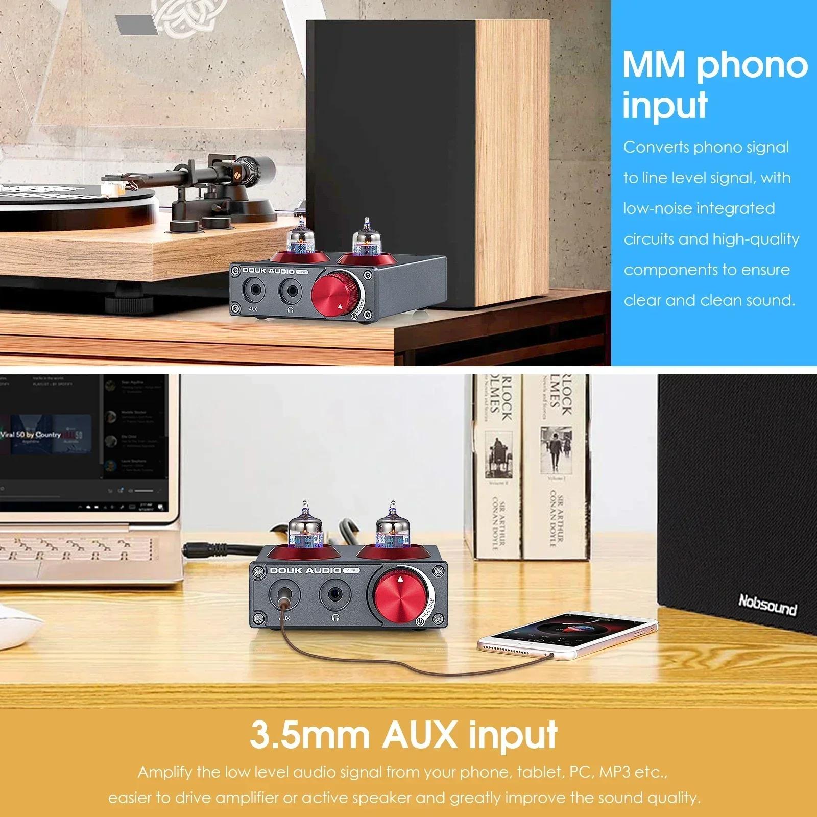 Douk – préampli Audio à Tube sous vide JAN5654, préampli Phono pour platines, téléphone/PC/MP3/TV, A