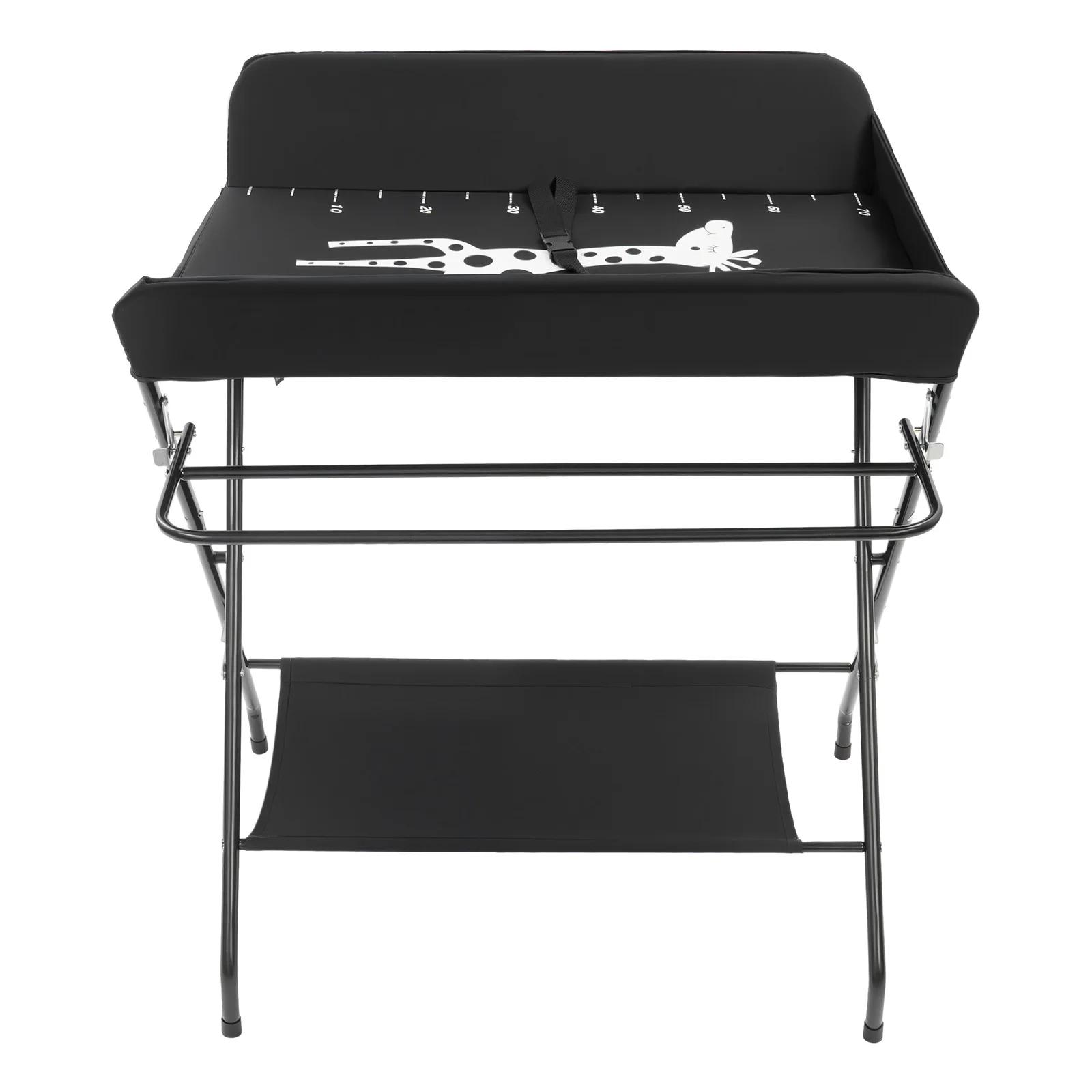 Table à langer pliable pour bébé, avec étagères de rangement, coussin avec échelle de hauteur, grand
