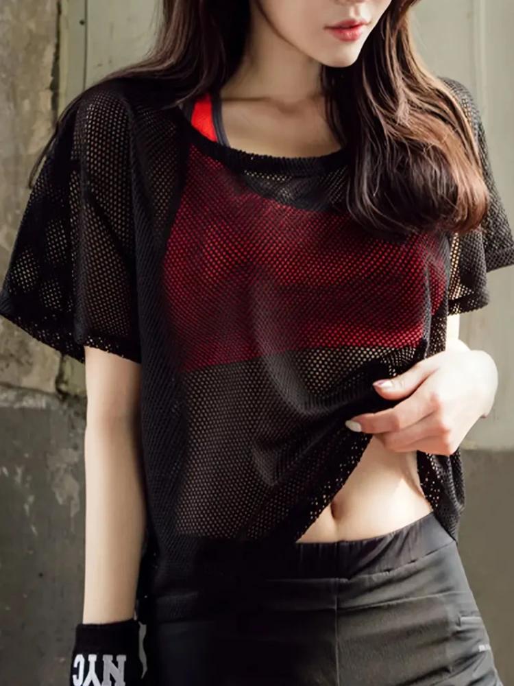T-shirt sport femme ample manches courtes - Maille respirante à séchage rapide pour running et yoga