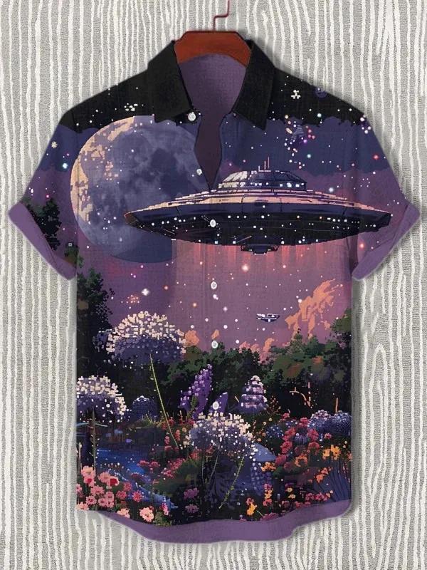 Chemise hawaïenne à manches courtes pour hommes, chemise à revers boutonnée, hauts surdimensionnés,