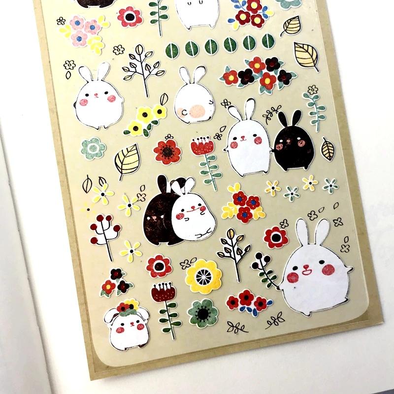 Suatelier Bonny autocollants pour Scrapbooking mignon lapin poubelle Journal autocollant Journal Alb