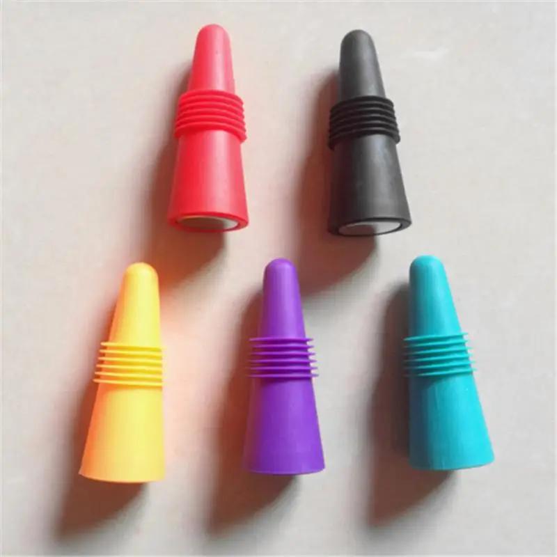 Bouchon de bouteille de vin en Silicone, 5 pièces, bouteille de boisson, anti-fuite, bouchons de sce