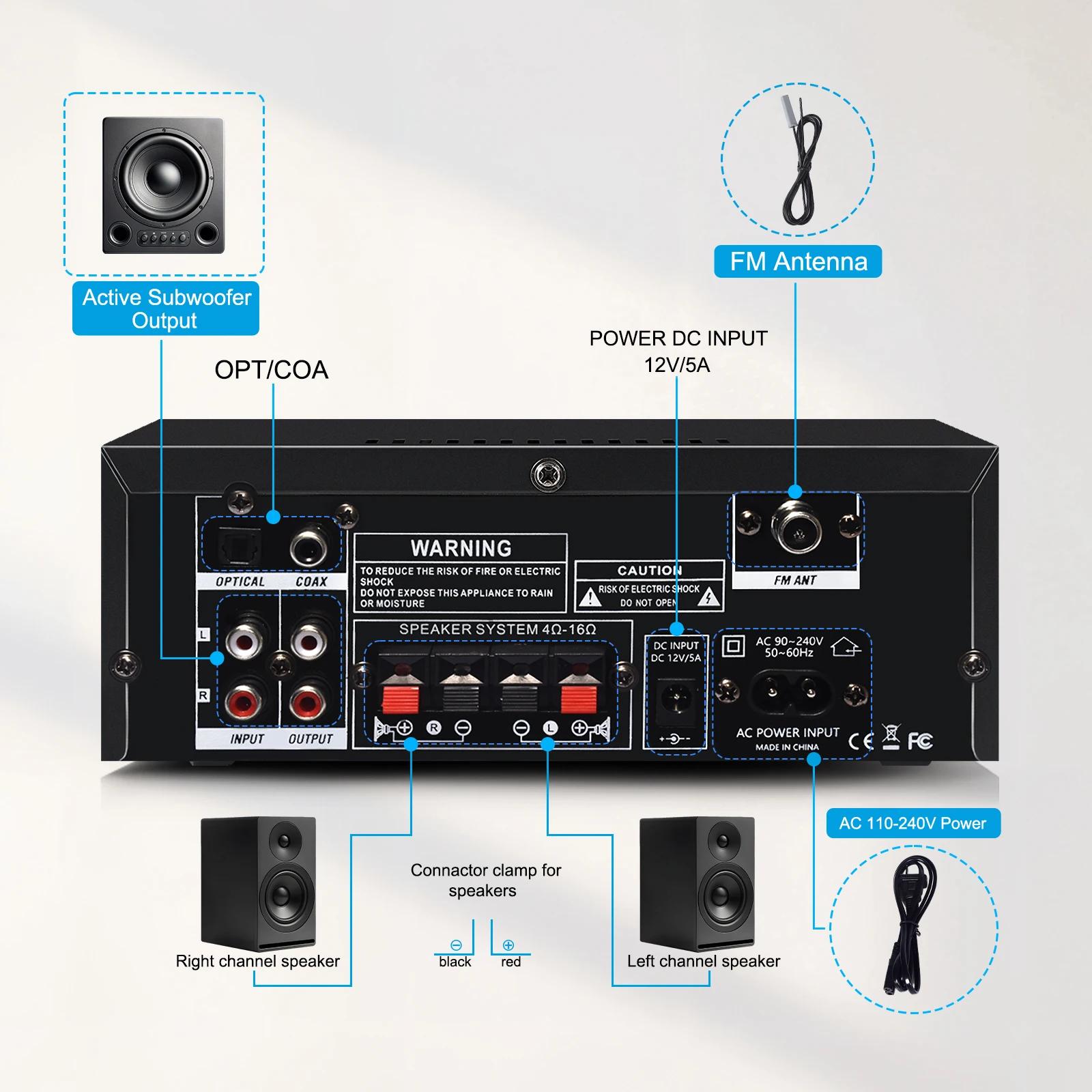 Woopker amplificateur Audio professionnel AK55 HiFi Bluetooth 5.1 puissance maximale 900W prend en c
