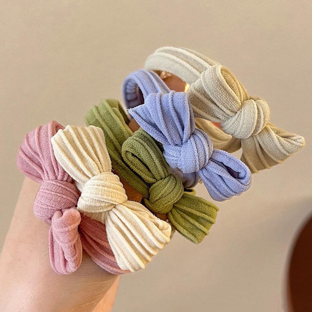 5 pièces/ensemble Simple nœud cheveux cravates cordes coloré élastique sans couture élastique pour q