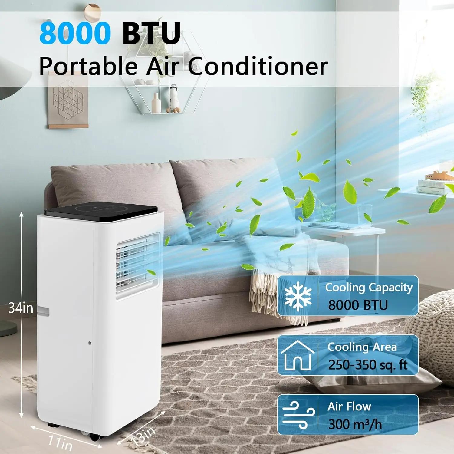 Climatiseur portable 8000 BTU avec aquarelle et télécommande, climatisation pour appartement, chambr