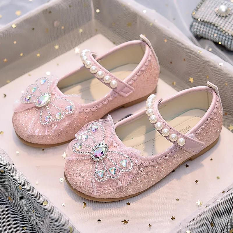 Nouvelles Chaussures Souples de Princesse en Cristal 2026 pour Enfants – Ballerines Décontractées et