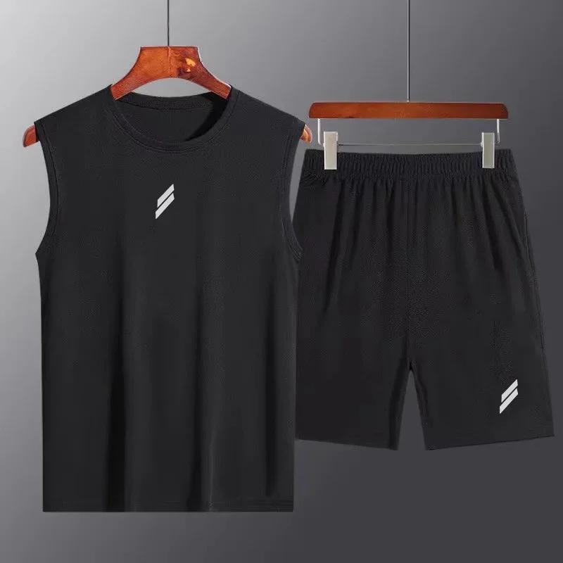Combinaison de sport en maille pour hommes, gilet à séchage rapide + objectifs pour hommes, ensemble