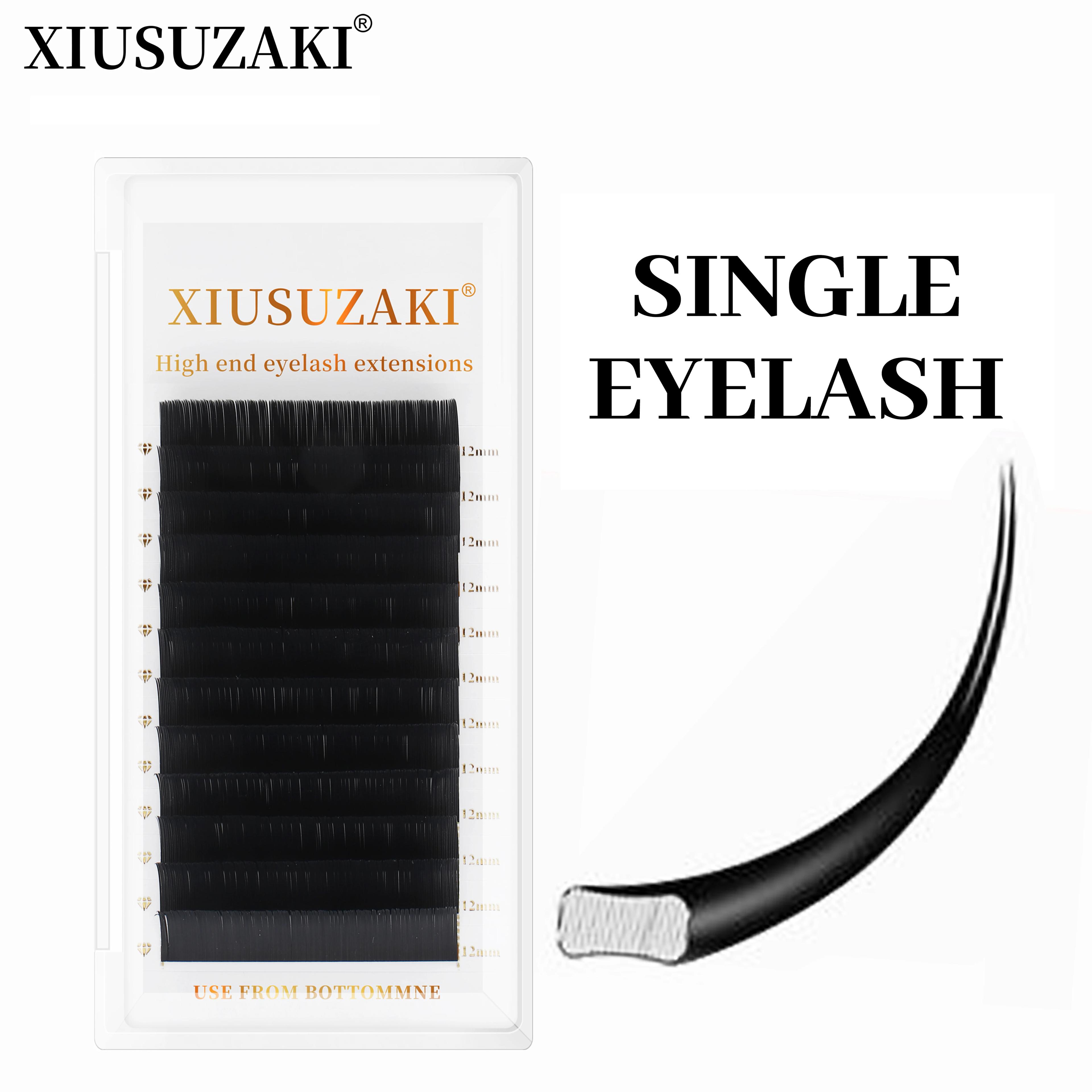 XIUSUZAKI Ellipse plat cils pointes fendues mat gris noir couleur Super doux doux naturel Extension