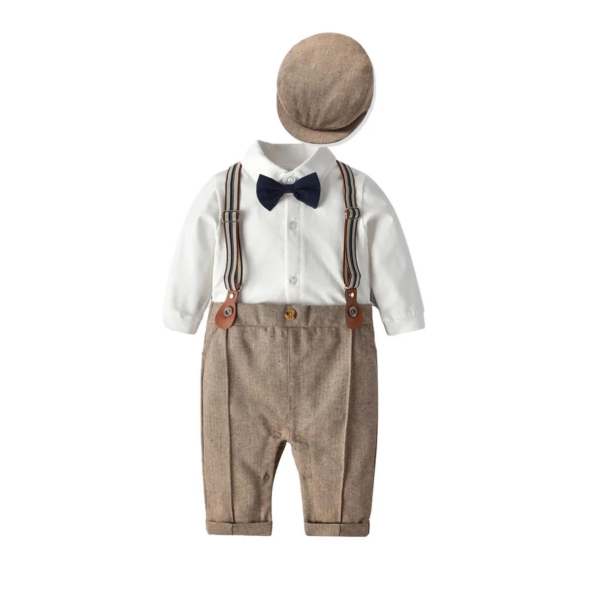 Bébé garçons Gentleman tenues costumes vêtements printemps et automne enfants une pièce barboteuses