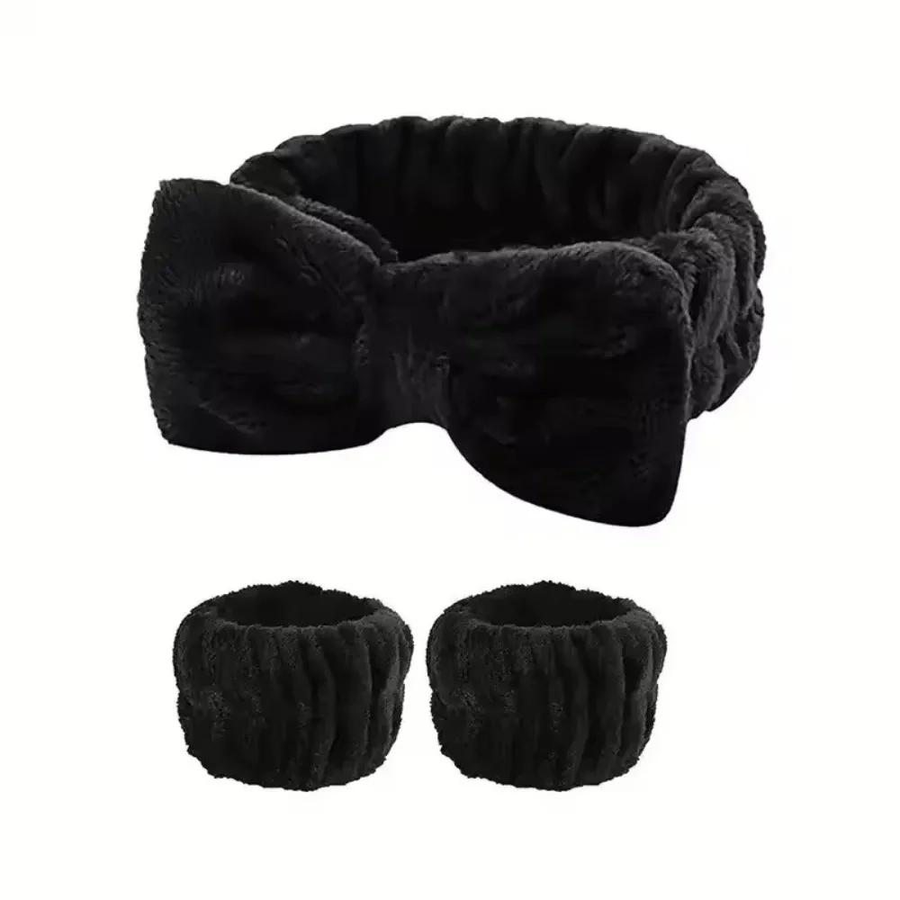 3 pièces Spa bandeau bracelet pour laver le visage microfibre maquillage serviette bandes de cheveux