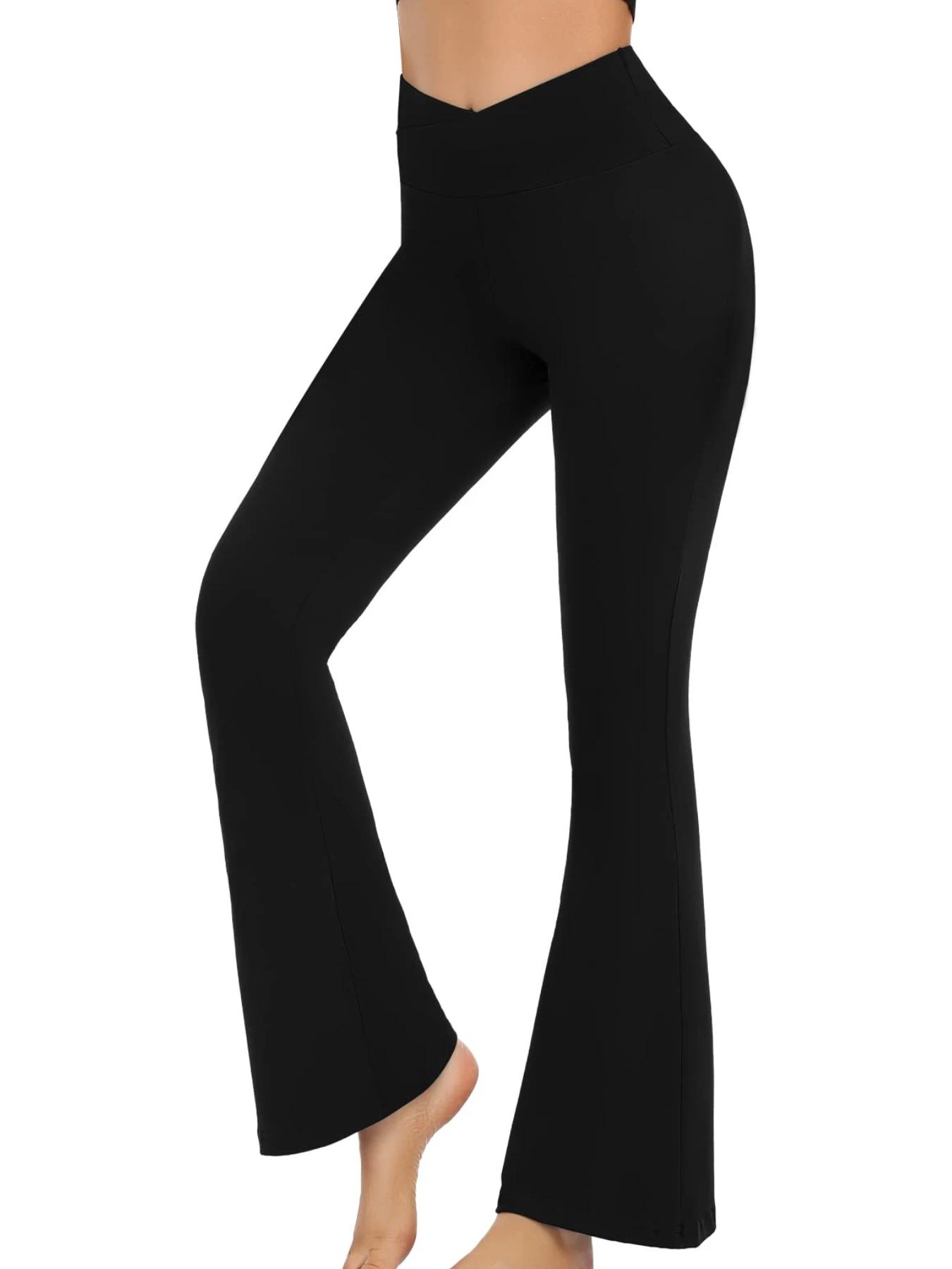 Leggings évasés croisés pour femmes, pantalons de Yoga, contrôle du ventre, taille haute, jambes lar