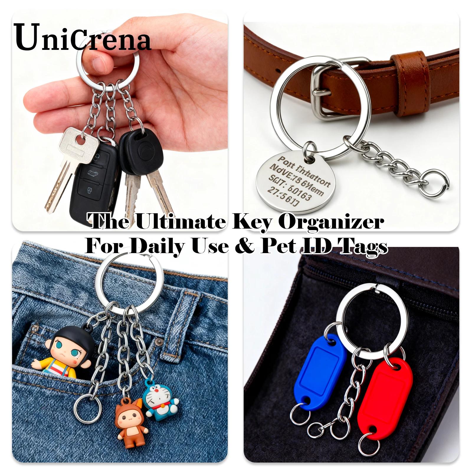 Unicrena Anneau à Bascule avec Chaîne Acier Inoxydable - Connecteur pour Porte-Clés, DIY Artisanat,