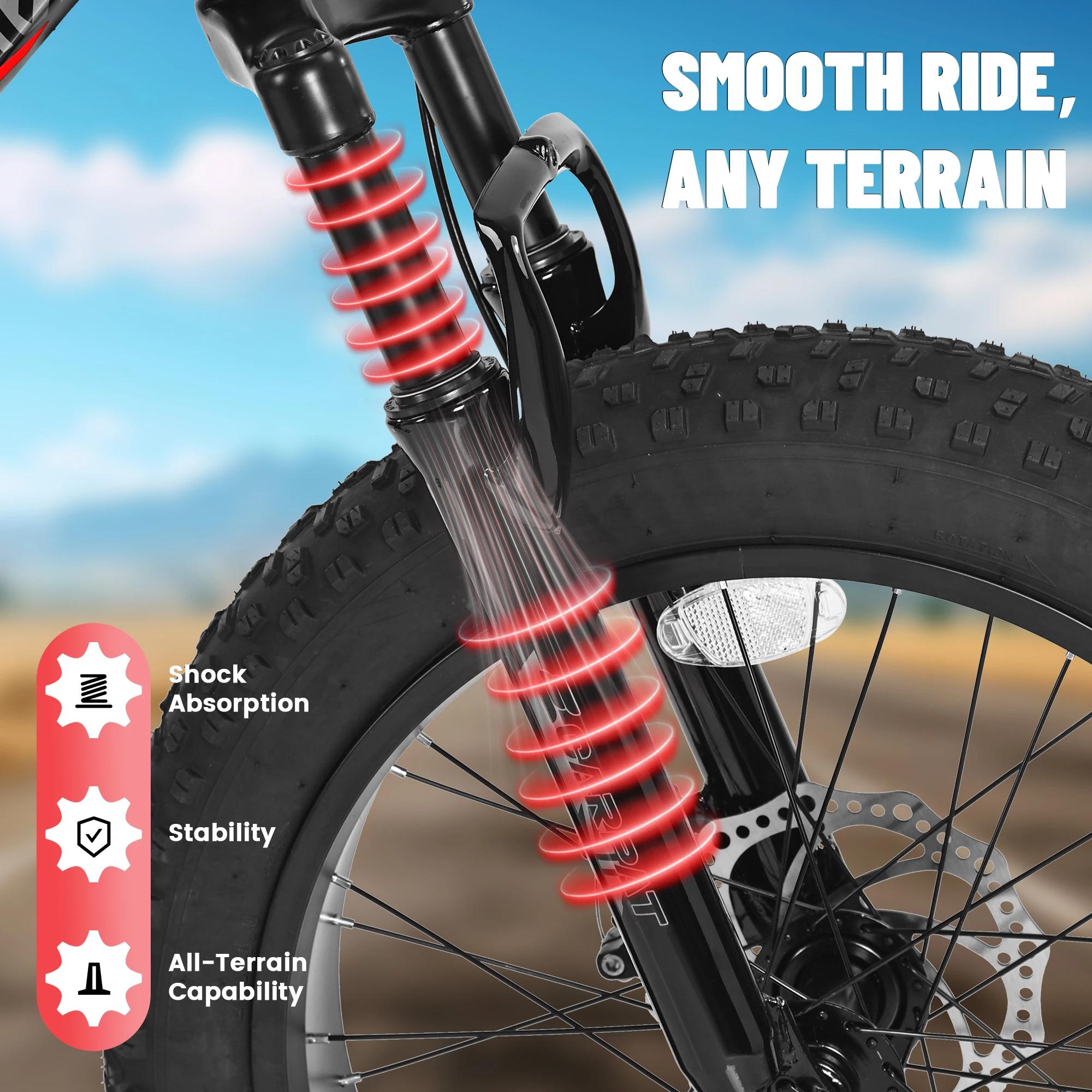 Ecarpat Vélo pour enfants à pneus 20 x 4,0 pouces, VTT à pneus larges, 7 vitesses pour garçons et fi