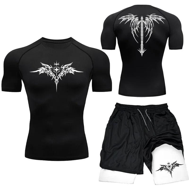 Nouveau MMA boxe Compression ensemble vêtements de Sport pour hommes séchage rapide Shorts de Sport