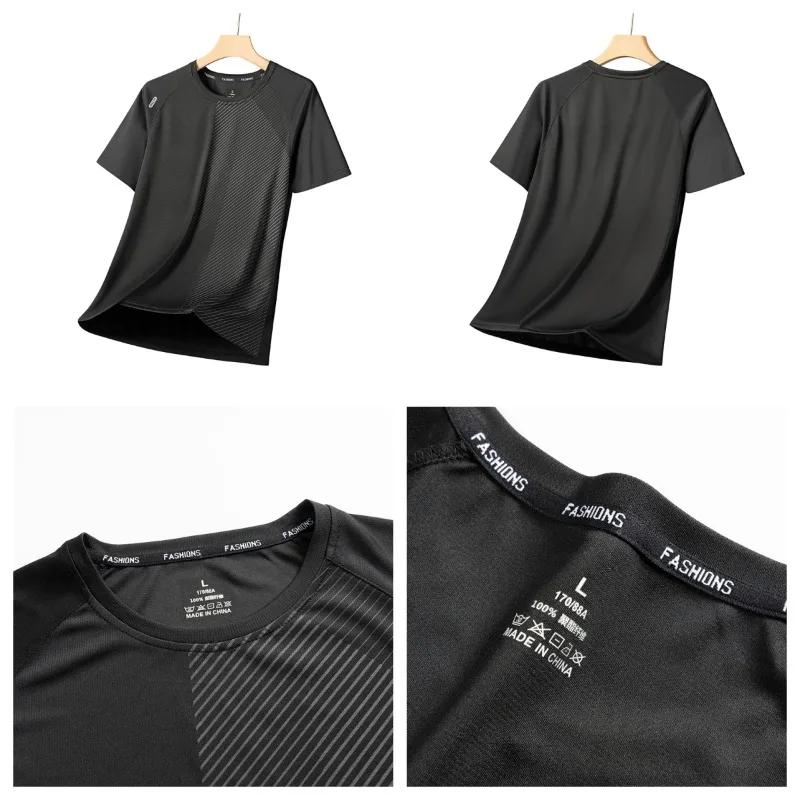 T-shirt d'été pour homme léger, respirant, tendance, tie-dye, en soie glacée, pour la course à pied,