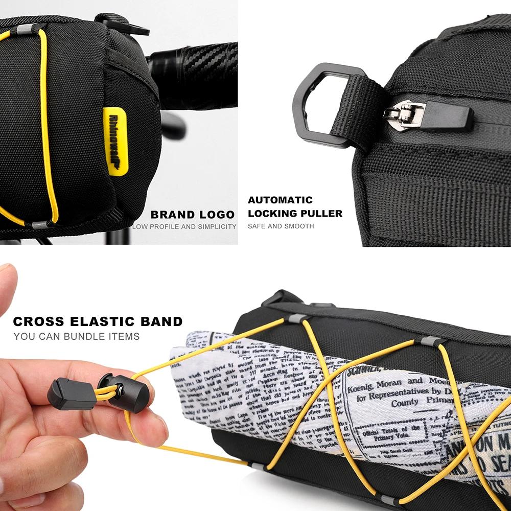Rhinoworld – sac de guidon de vélo, sac avant de vélo, sac de rangement en rouleau, sac à bandoulièr