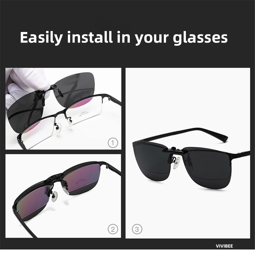 Lunettes de soleil polarisées à Clip carré pour femmes et hommes, verres noirs UV400, Vision nocturn