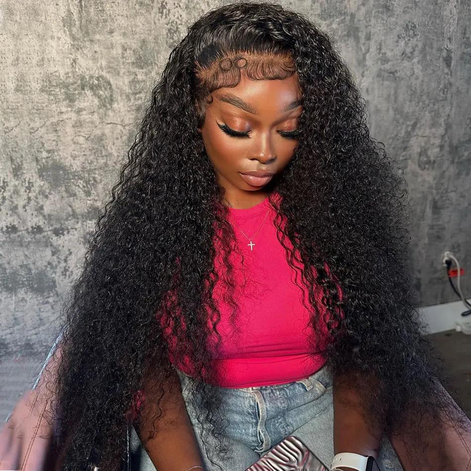 Perruques en cheveux humains bouclés de 40-42 pouces avec dentelle frontale pour femmes noires, pré-
