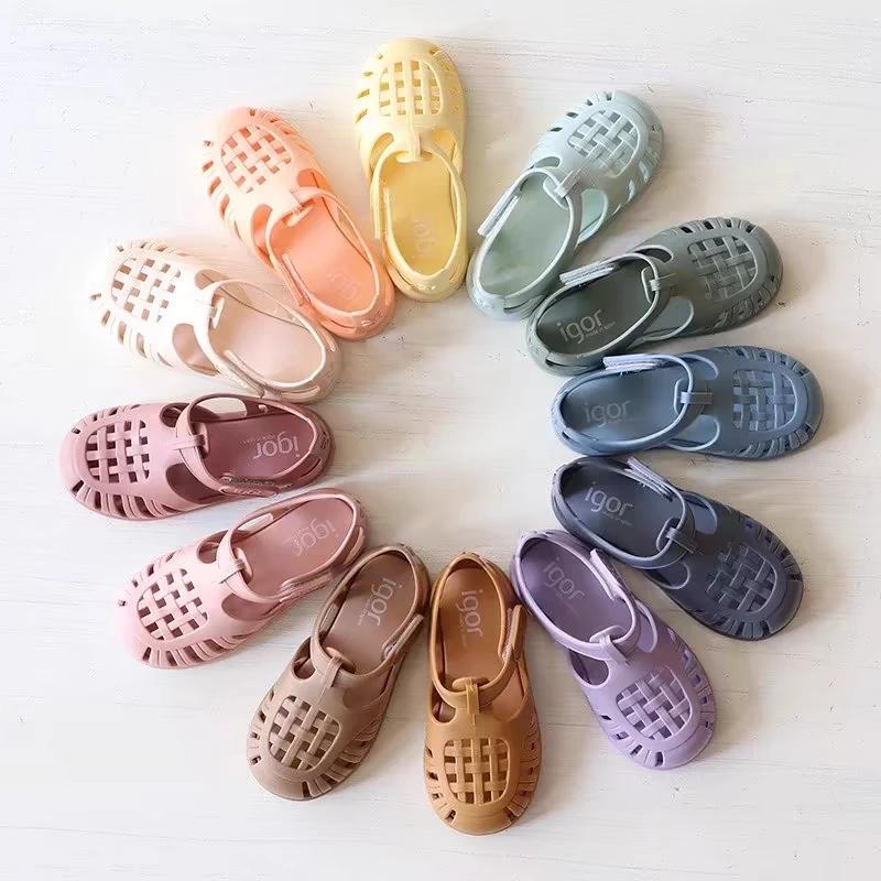 Sandales romaines d'été pour garçons et filles, couleur unie, chaussures pour enfants, Design popula