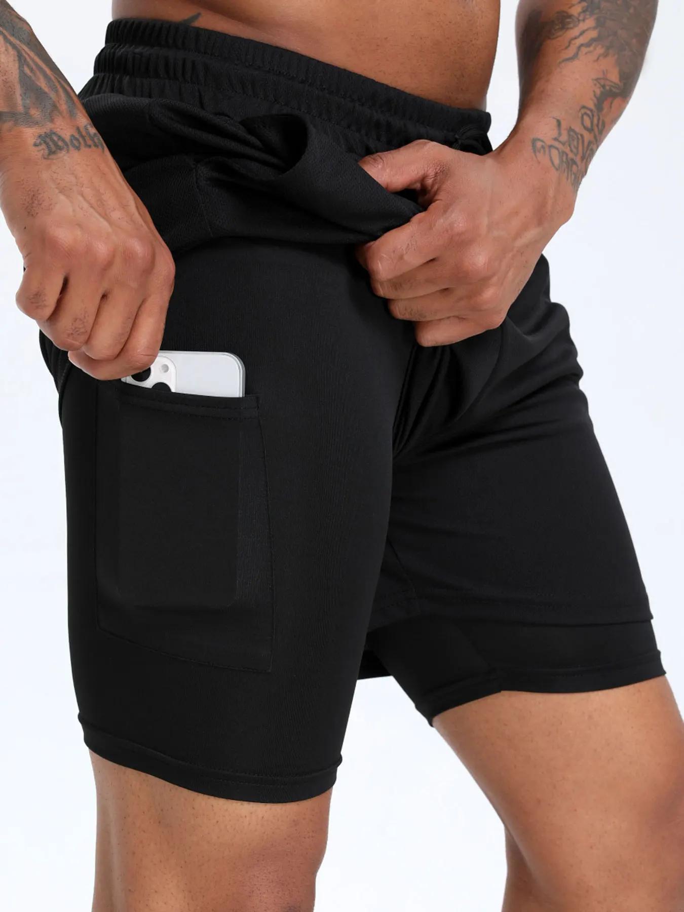 Short course homme 2 en 1 compression - Poche sécurisée pour salle de sport et entraînement intensif