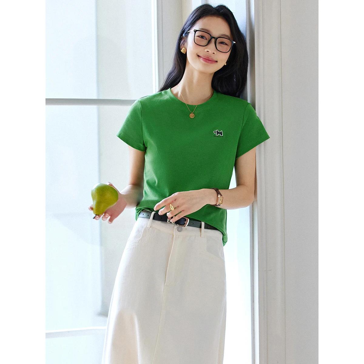 T-shirt minimaliste à manches courtes pour femme VIMLY, nouvelle collection été 2026, col rond, moti