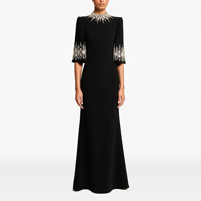 HIGH STREET Nouvelle Collection 2026 Robe Longue de Soirée Designer pour Femme, Ornée de Perles et d