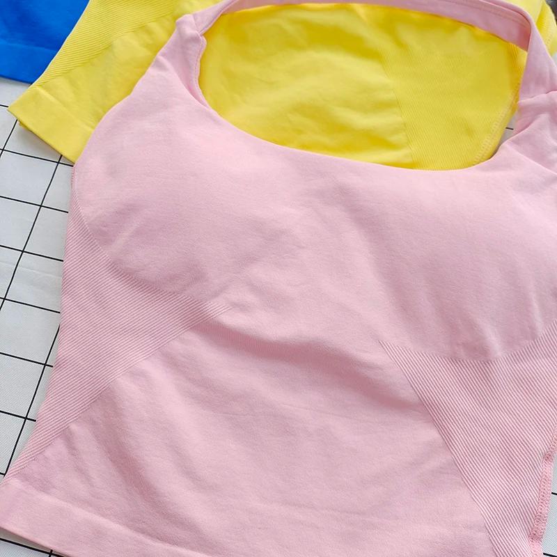 Bralette dos nu à col carré pour femmes, bretelles épaisses, coupe ajustée, coussinets amovibles, ha