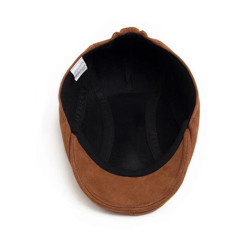 Béret en daim pour hommes et femmes, mode Vintage, chapeau de journal, casquette à visière plate déc