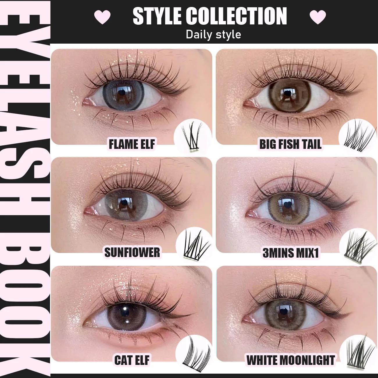 Extensions de cils en grappe individuelles professionnelles grande capacité 32 rangées, cils naturel